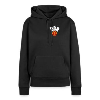 Maillot de football de la RDA - Sweat à capuche Premium bio Femme - noir - Devant - Julia (174cm)