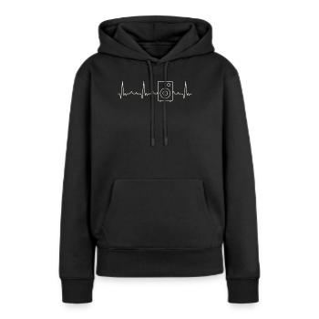 Altoparlante. Corazón. Amor. Ekg. Legumbres. - Sweat à capuche Premium bio Femme - noir - Devant - Julia (174cm)