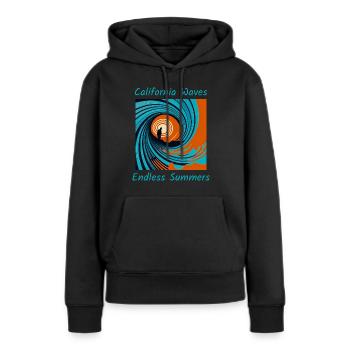 Vagues californiennes, étés sans fin - Sweat à capuche Premium bio Femme - noir - Devant - Julia (174cm)