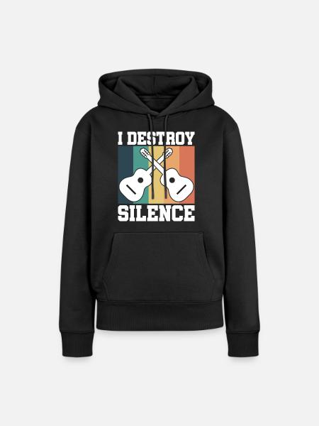 Gitarre retro - Frauen Premium Bio Hoodie - Schwarz