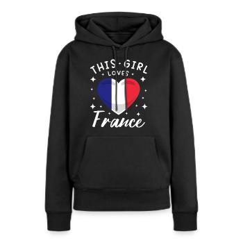 Frankreich Flagge Herz Französische Fahne - Frauen Premium Bio Hoodie - Schwarz - Vorne - Julia (174cm)
