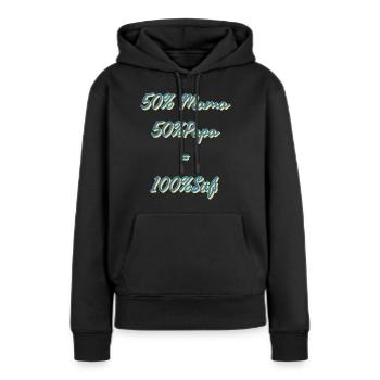 50% Mama 50% Papa 100%Süß - Frauen Premium Bio Hoodie - Schwarz - Vorne - Julia (174cm)