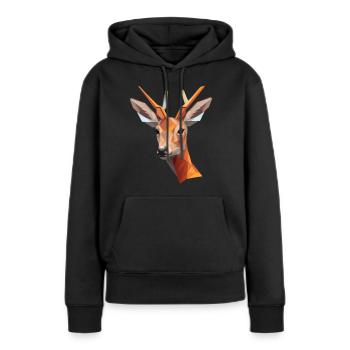 Elegantes Polygon-Reh | Stilvoll gezeichnetes Dame - Frauen Premium Bio Hoodie - Schwarz - Vorne - Julia (174cm)
