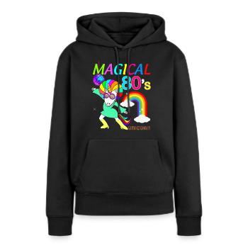 Einhorn Stilvoll Afro Afro 80er Jahre - Frauen Premium Bio Hoodie - Schwarz - Vorne - Julia (174cm)