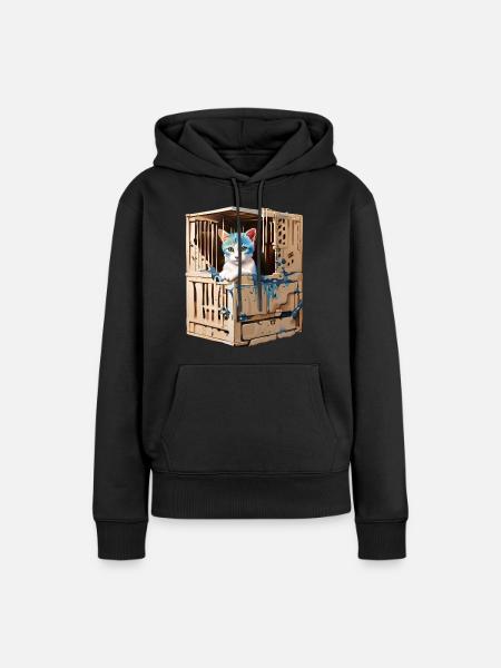Niedliches Kätzchen - Frauen Premium Bio Hoodie - Schwarz