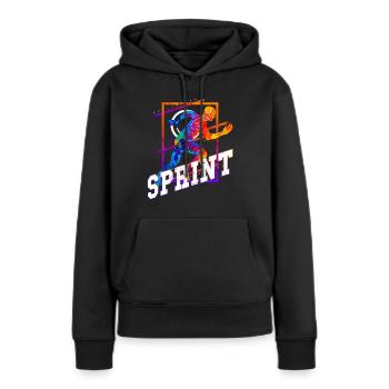 Sprint, Sprint, Sprint, Athlétisme, Course à pied - Sweat à capuche Premium bio Femme - noir - Devant - Julia (174cm)