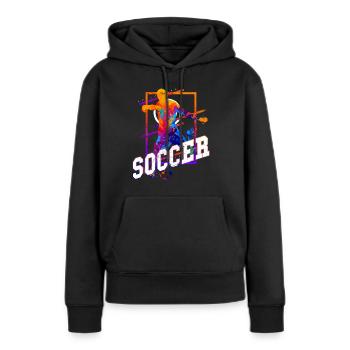 Football, Joueur De Football, Attaquant, Fan Coloré - Sweat à capuche Premium bio Femme - noir - Devant - Julia (174cm)