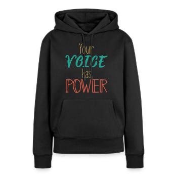 Votre voix a du pouvoir - Sweat à capuche Premium bio Femme - noir - Devant - Julia (174cm)