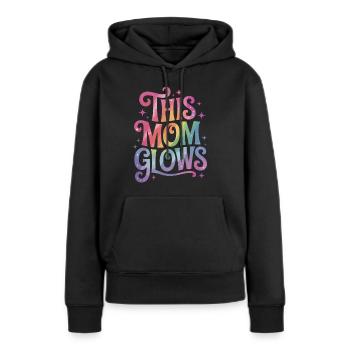 Glowing Mom – Rainbow Style - Women’s Premium Organic Hoodie - black - Front - Julia (174cm)