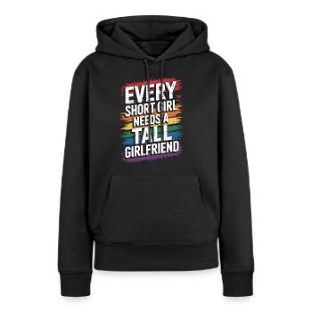 Short Girl Tall Girlfriend – Pride Spruch - Frauen Premium Bio Hoodie - Schwarz - Vorne - Julia (174cm)