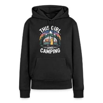 Diese Frau liebt Camping - Frauen Premium Bio Hoodie - Schwarz - Vorne - Julia (174cm)