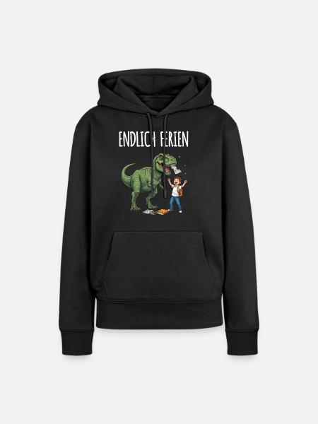 Endlich Ferien Dino Spaß - Frauen Premium Bio Hoodie - Schwarz