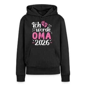Oma 2026 - Frauen Premium Bio Hoodie - Schwarz - Vorne - Julia (174cm)