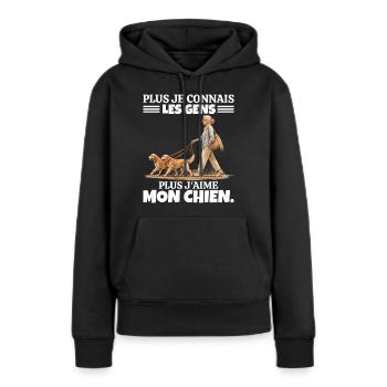 L'Amour de mon Papa : Hommage et Souvenir - Sweat à capuche Premium bio Femme - noir - Devant - Julia (174cm)
