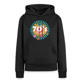 Elite 70s Nation Logo - Frauen Premium Bio Hoodie - Schwarz - Vorne - Julia (174cm)