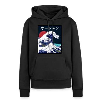 Japan Welle Kanagawa - Frauen Premium Bio Hoodie - Schwarz - Vorne - Julia (174cm)