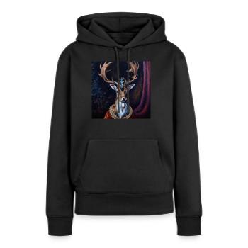Le Roi Cerf - Sweat à capuche Premium bio Femme - noir - Devant - Julia (174cm)