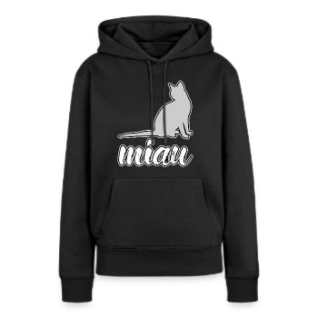 Katze miau - Frauen Premium Bio Hoodie - Schwarz - Vorne - Julia (174cm)