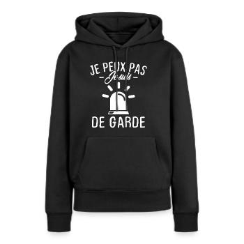 Je peux pas je suis de garde - Sweat à capuche Premium bio Femme - noir - Devant - Julia (174cm)