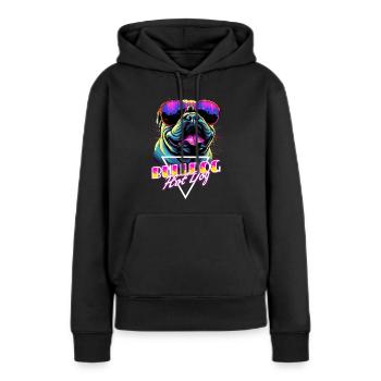 Chemise Retro Wave Bulldog Hot Dog - Sweat à capuche Premium bio Femme - noir - Devant - Julia (174cm)