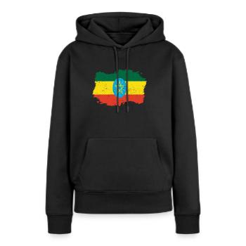 Roots Roots drapeau pays d'origine Ethiopie Png - Sweat à capuche Premium bio Femme - noir - Devant - Julia (174cm)