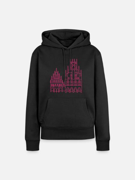 Rathaus Münster - Frauen Premium Bio Hoodie - Schwarz