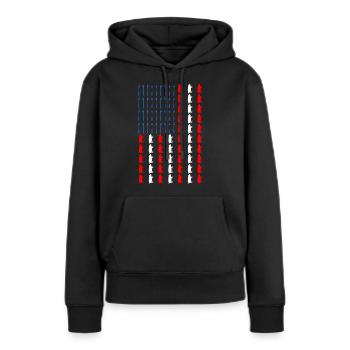 BBQ amerikanische Flagge Schweinefleisch und Gabeln lustiges Barbecue - Frauen Premium Bio Hoodie - Schwarz - Vorne - Julia (174cm)