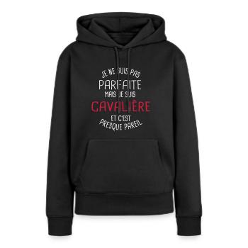 Pas parfaite mais cavalière - Sweat à capuche Premium bio Femme - noir - Devant - Julia (174cm)