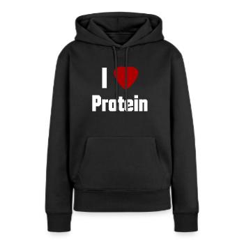 I Love Protein - Frauen Premium Bio Hoodie - Schwarz - Vorne - Julia (174cm)