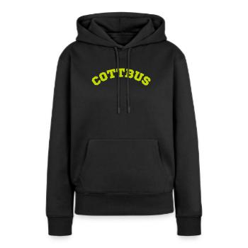 Cottbus - Frauen Premium Bio Hoodie - Schwarz - Vorne - Julia (174cm)