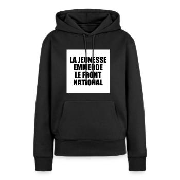 la jeunesse emmerde front national - Sweat à capuche Premium bio Femme - noir - Devant - Julia (174cm)