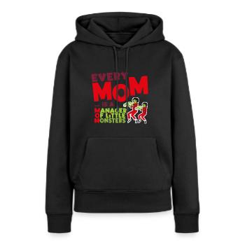 T-shirt amusant de la fête des mères avec des monstres mignons - Sweat à capuche Premium bio Femme - noir - Devant - Julia (174cm)