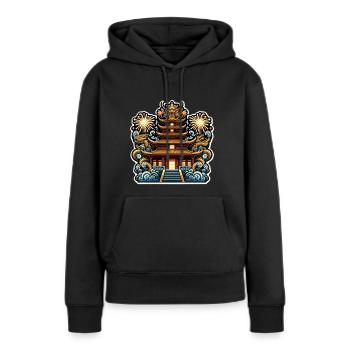 Asiatischer Drachen Tempel - Frauen Premium Bio Hoodie - Schwarz - Vorne - Julia (174cm)
