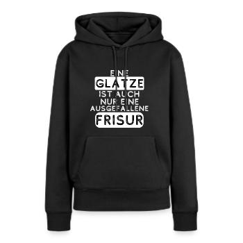 Glatze - Frauen Premium Bio Hoodie - Schwarz - Vorne - Julia (174cm)