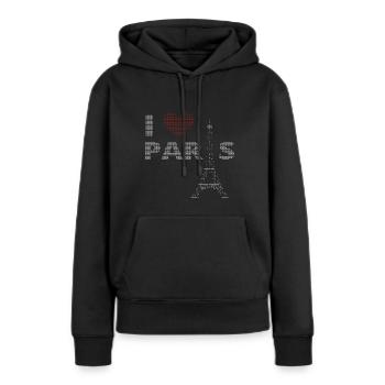 J’adore Paris ASCII - Sweat à capuche Premium bio Femme - noir - Devant - Julia (174cm)