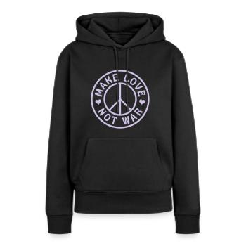 MAKE LOVE NOT WAR - Frauen Premium Bio Hoodie - Schwarz - Vorne - Julia (174cm)