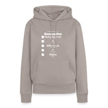 Generationen Baby Boomer X Y Millennials Z Al - Frauen Premium Bio Hoodie - Taupe - Vorne - Julia (174cm)