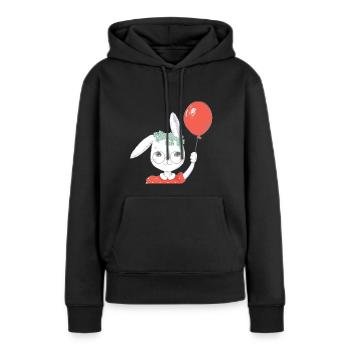 Süßes Ostern Hase Luftballon Geschenk - Frauen Premium Bio Hoodie - Schwarz - Vorne - Julia (174cm)
