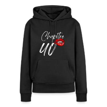Anniversaire 40 ans chapitre 40 - Sweat à capuche Premium bio Femme - noir - Devant - Julia (174cm)