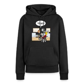 Pour aller? - Sweat à capuche Premium bio Femme - noir - Devant - Julia (174cm)