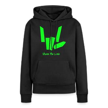 Teile die Liebe - Frauen Premium Bio Hoodie - Schwarz - Vorne - Julia (174cm)