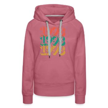 Birthday year 1998 / Vintage 1998 - Women’s Premium Organic Hoodie - mauve - Front - Isabella (175cm)