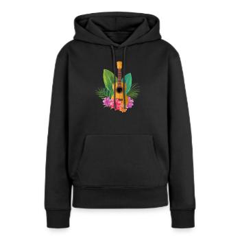 Ukulélé - Sweat à capuche Premium bio Femme - noir - Devant - Julia (174cm)