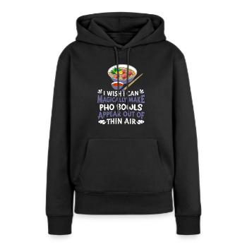 Bol Pho - Sweat à capuche Premium bio Femme - noir - Devant - Julia (174cm)