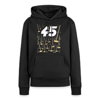 45 Balais Cadeau d'Anniversaire Humour Papa Maman - Sweat à capuche Premium bio Femme - noir - Devant - Julia (174cm)