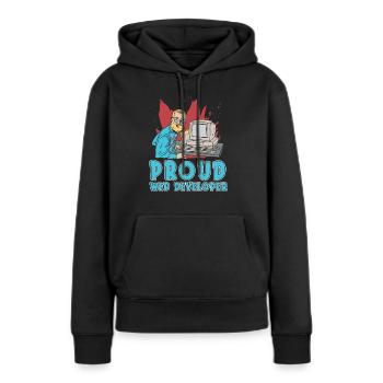 Développeur Web Développeur Web Développeur Web - Sweat à capuche Premium bio Femme - noir - Devant - Julia (174cm)