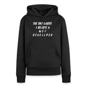 Développeur Web Développeur Web Développeur Web - Sweat à capuche Premium bio Femme - noir - Devant - Julia (174cm)