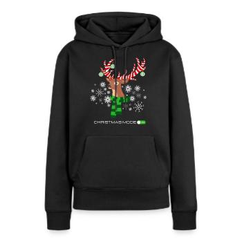 CHRISTMAS MODE ON Reindeer with candy cane antlers - Frauen Premium Bio Hoodie - Schwarz - Vorne - Julia (174cm)