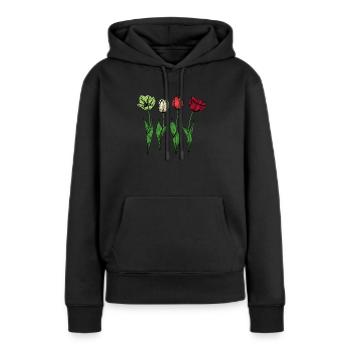 Tulipes Tulipes - Sweat à capuche Premium bio Femme - noir - Devant - Julia (174cm)