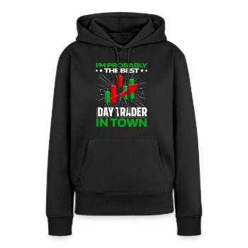 Day Trading Day Trader - Sweat à capuche Premium bio Femme - noir - Devant - Julia (174cm)